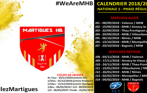 MHB : le calendrier 2018-2019 dévoilé