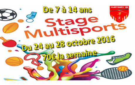 Stage Multisports d'octobre: Inscrivez-vous !