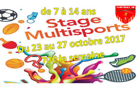 Stage multisports Toussaint : inscrivez-vous !